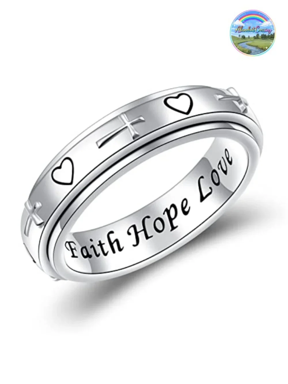 S925 Sterling Silver Spinner Ring Fidget Anxiety Relief Size 8